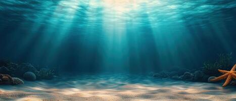 Underwater exploration of oceanic life seascape background nature's beauty tranquil environment wide angle view photo