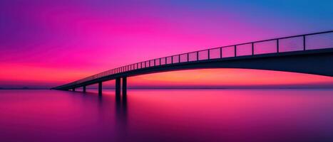 Bridging nature's background serene sunset over water tranquil environment stunning landscape view photo