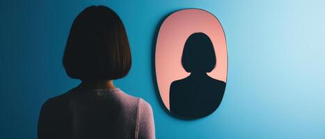 Reflection of self exploring inner thoughts in a nature-inspired background contemporary art viewpoint photo