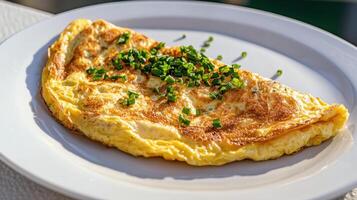 Delicious omelette creation kitchen food photography bright nature background close-up viewpoint culinary concept photo