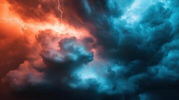Dramatic thunderstorm clouds nature background landscape photography vibrant colors atmospheric conditions photo