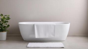 Serene modern bathroom design indoor nature background minimalist style photo