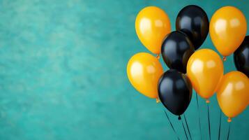 Festive balloons against nature background in vibrant environment photo