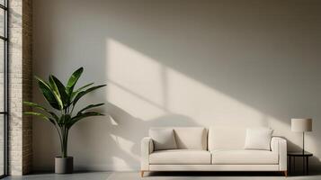 Modern living room with nature background minimalist design bright space photo