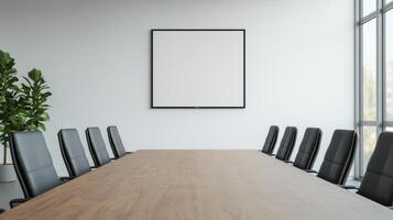 Corporate meeting room with nature background modern office environment photo
