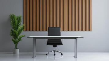 Modern office workspace with nature background minimalist design photo