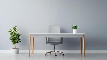 Minimalist office space with nature background modern design calm environment photo