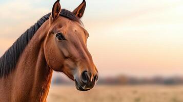 Majestic horse portrait open field animal photography nature background photo