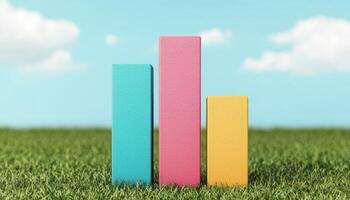 Colorful bar graphs in nature background business data visualization photo