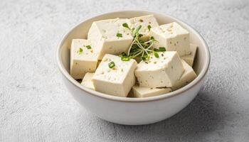 Delicious tofu dish in nature background food photography still life photo