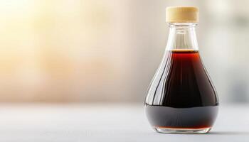 Syrup bottle against nature background minimalist photography artistic view photo