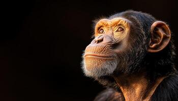 Nature background of a chimpanzee in thoughtful moment photo