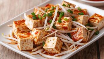 Savory tofu salad kitchen food photography nature background photo