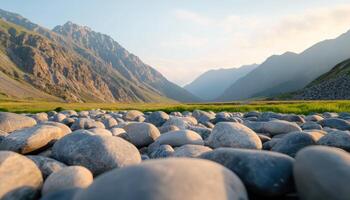 Stunning rocky river landscape in nature with copyspace background photo