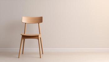 Minimalist wooden chair in nature background with copyspace photo