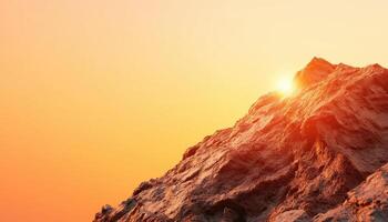 Sunrise over rocky mountains nature background with copyspace for inspiration photo
