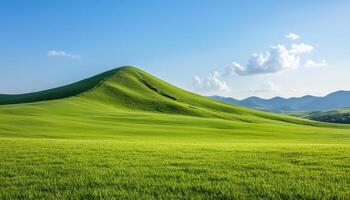Serene green hills nature landscape copyspace background bright day photo