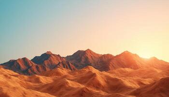 Majestic mountain sunrise desert landscape nature background copyspace photo