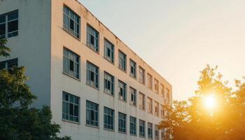 Sunrise over urban building nature background copyspace available photo
