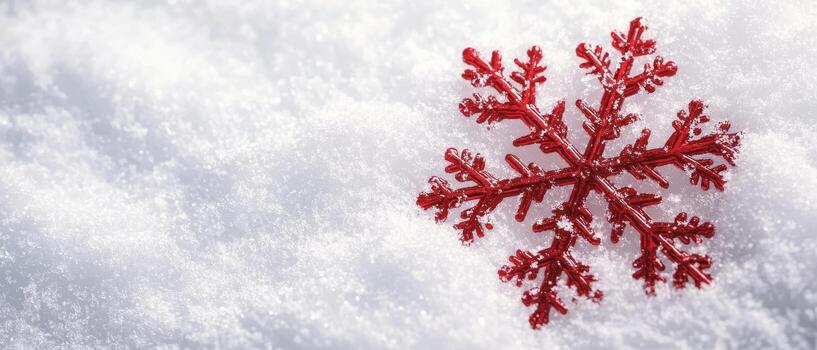 Snowflake on white snow background nature scene copyspace for text tranquil environment photo