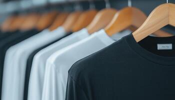 Customers Exploring Retail Apparel in a Stylish Store with Nature Background and Copyspace photo