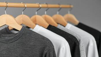 Soft Fabric Textures on Standard T-Shirts Indoor Setting Nature Background with Copyspace photo