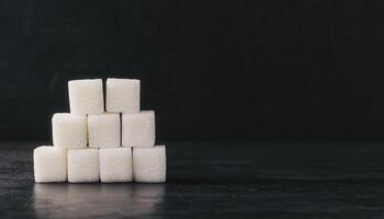Sugar Cubes Arrangement Minimalist Studio Food Photography Dark Background Close-up View Copyspace photo