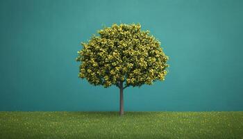 Flourishing Tree in Nature Background with Copyspace Vibrant Environment Low-Resolution View photo