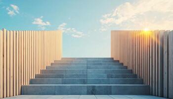 Contemporary Fence and Minimalist Home Design Outdoor Space Background with Copyspace photo
