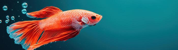 Vibrant Betta Fish Swimming in Clear Water Digital Art Background Copyspace Aquatic Environment photo