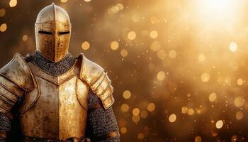 Knight and Bishop in Gold and Silver Fantasy Background Copyspace Dramatic Environment Closeup View photo