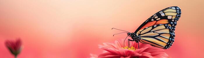 Colorful Butterfly on Flower with Soft Background and Copyspace Nature Photography Intimate View photo