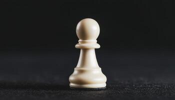 Illuminated White Pawn on Dark Background Macro Shot Chess Concept with Copyspace photo