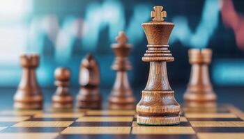 Strategic Chess Match Closeup Indoor Setting Copyspace Background Focused Perspective photo