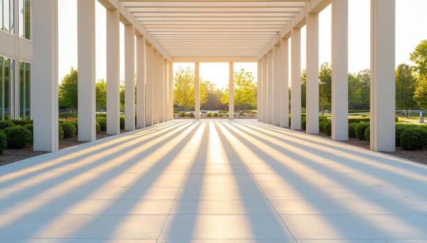 moderno arquitectónico edificio con sorprendentes oscuridad al aire libre ambiente sereno punto de vista foto