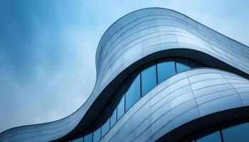 Modern Architecture Building Design with Curved Facade Urban City Background Contemporary Style photo