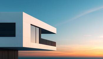 Modern Architecture Building Against a Beautiful Sunset Background in Coastal Environment photo