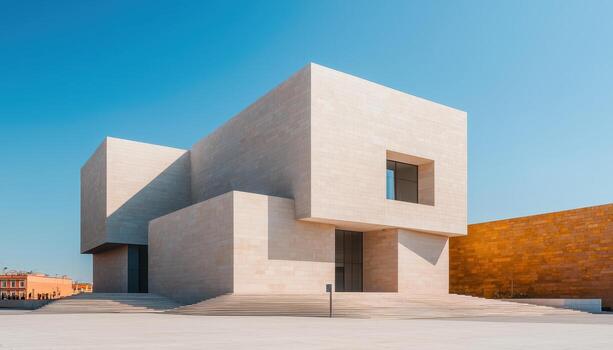 Modern Architecture Building Against Clear Sky A Unique Design Perspective photo