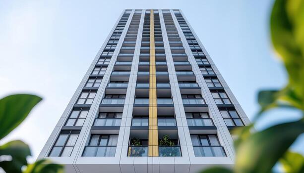 Modern Architecture Towering Building Urban Landscape High-Resolution Image Clear Sky Top Perspective photo