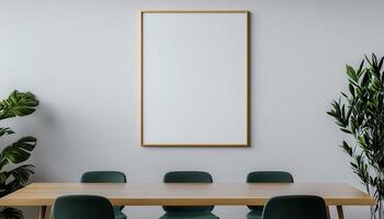 Modern Conference Room with Blank Frame Background Copyspace for Creative Ideas photo