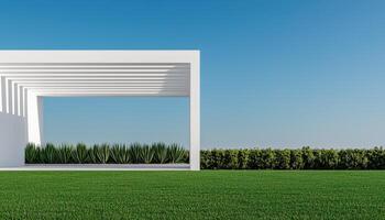 Modern Architectural Structure with Green Background and Copyspace Outdoor Space Concept photo