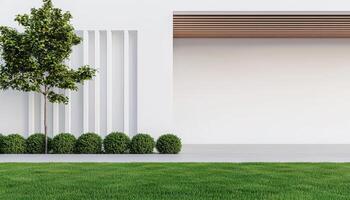 Modern Architecture with Copyspace Green Background Minimalist Design Outdoor Setting photo