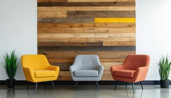 Modern Lounge Seating Arrangement Contemporary Space Image with Background and Copyspace photo
