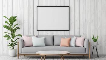 Modern Living Room Design with Blank Canvas Background and Copyspace Minimalist Style photo