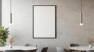 Minimalist Dining Room with Blank Frame Modern Setting Background and Copyspace Available photo