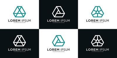Set of creative abstract geometric triangle logo icon design template vector