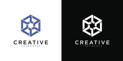 Creative abstract hexagon logo icon design template vector