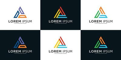 Set of creative abstract geometric triangle logo design template. vector