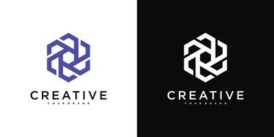 Creative abstract hexagon logo icon design vector