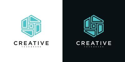 Creative abstract hexagon logo template vector